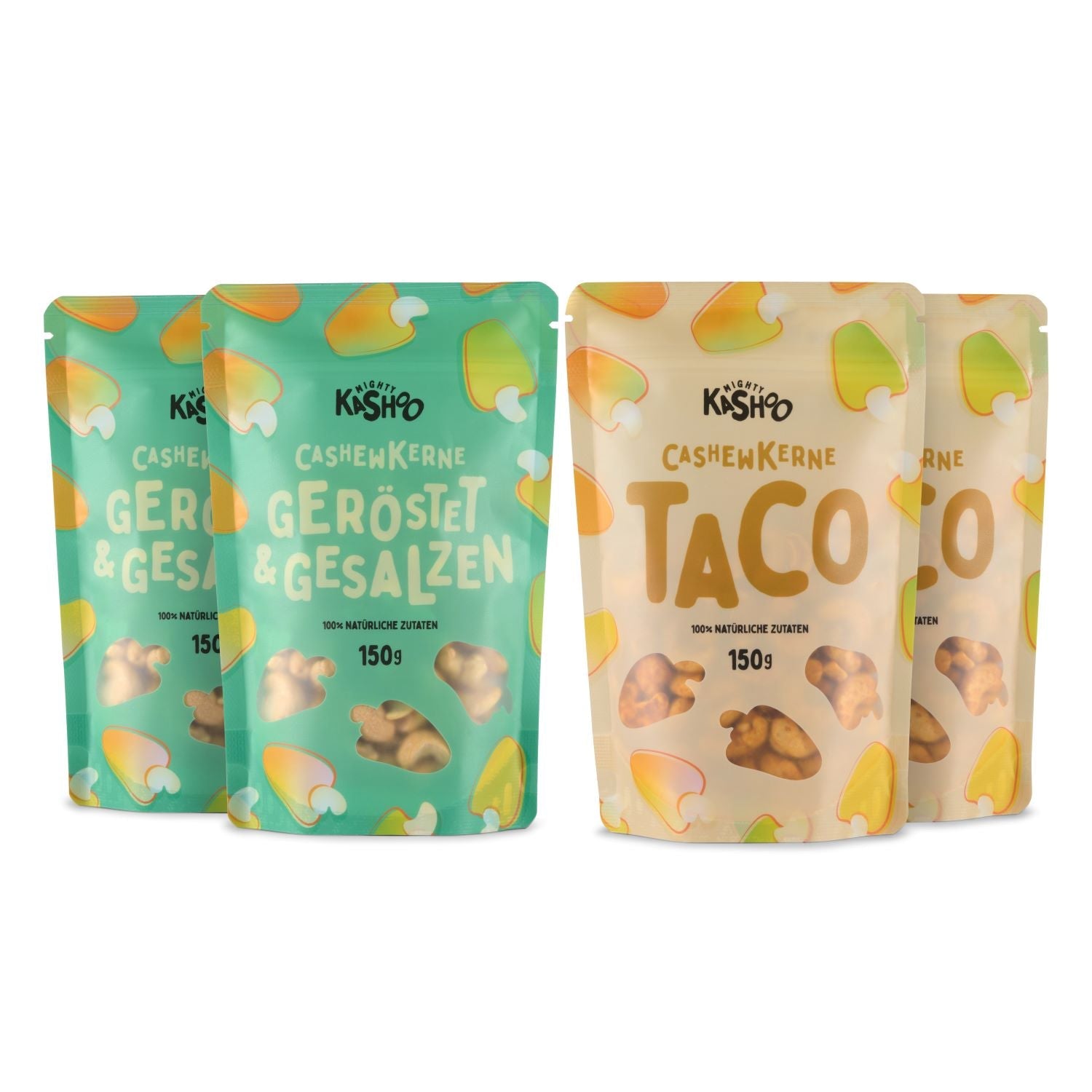 Mighty Kashoo Cashewkerne 4er Bundle 4 x 150 g - Mighty Kashoo