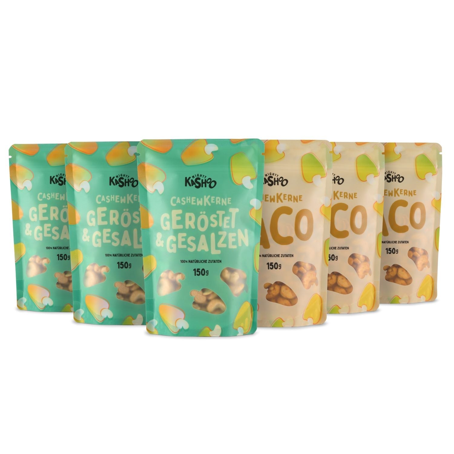 Mighty Kashoo Cashewkerne 6er Bundle 6 x 150 g - Mighty Kashoo